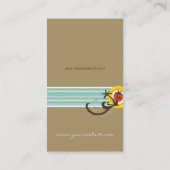 おもしろいの熱帯ヤシの木の日没のブラウンのビーチの休日 名刺 (裏面)