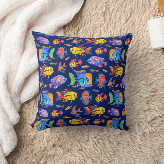 おもしろいの熱帯魚 クッション (ブランケット)