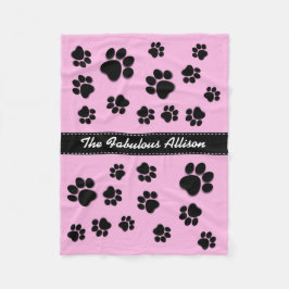 おもしろいの犬の恋人A06Aのピンクのためのよくはしゃぐな足のプリント フリースブランケット