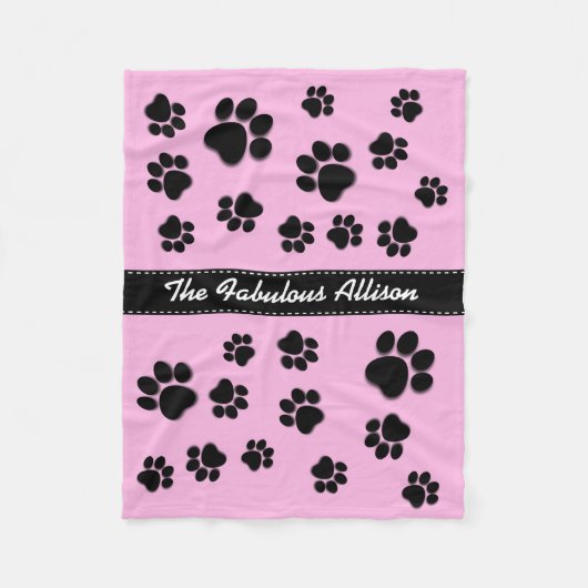 おもしろいの犬の恋人A06Aのピンクのためのよくはしゃぐな足のプリント フリースブランケット (正面)