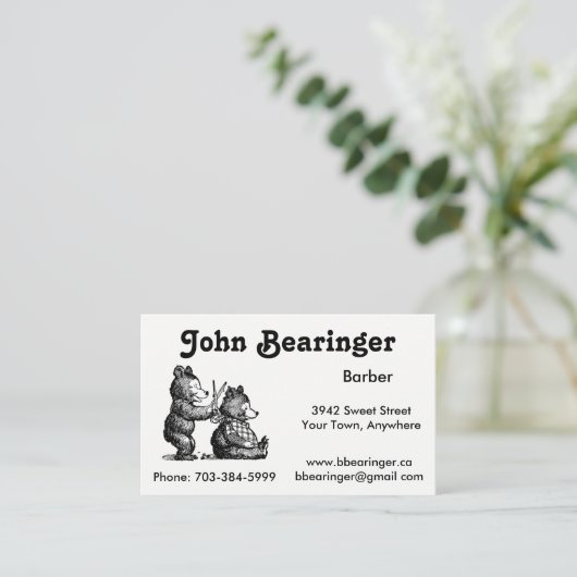 おもしろいの理容師の名刺 名刺 (スタンド正面)