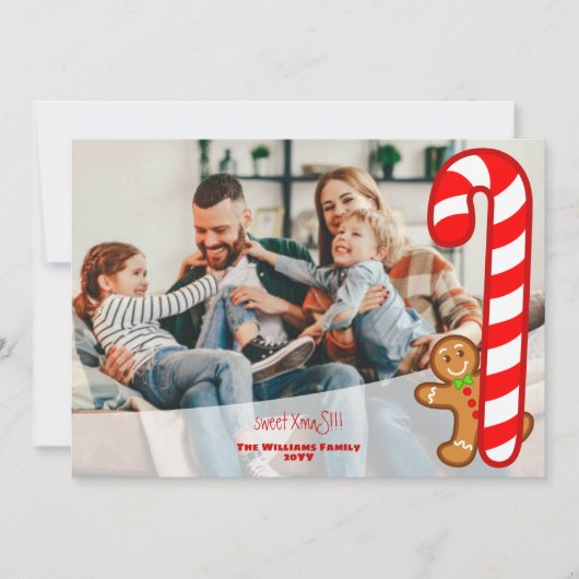 おもしろいの甘いクリスマスジンジャーブレッド – キャンディーケーン – 奇数のアウト シーズンカード (正面)