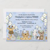 おもしろいの男の子のサファリ動物の誕生日 招待状 (正面)