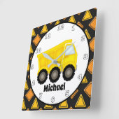 おもしろいの男の子部屋の建築のダンプトラックの時計 スクエア壁時計 (傾斜)