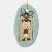 おもしろいの男の赤ちゃんの幼児の子供のカウボーイのギフトのラベル セラミックオーナメント (右)
