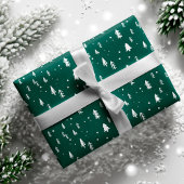 おもしろいの白いクリスマスツリーパターン ラッピングペーパーシート