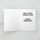 おもしろいの祈聖牛の老齢ユーモア誕生日カード カード (内部)