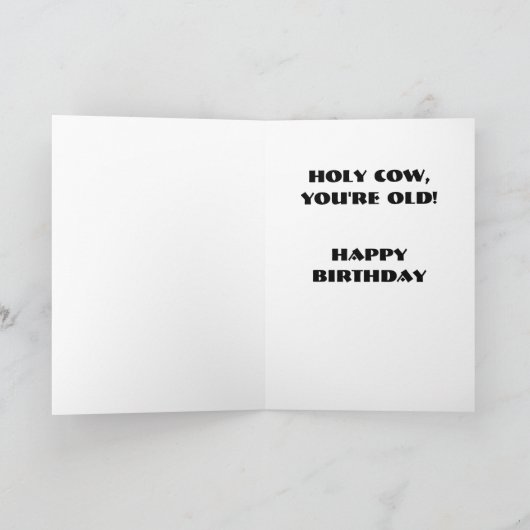 おもしろいの祈聖牛の老齢ユーモア誕生日カード カード (内部)