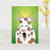 おもしろいの祈聖牛の老齢ユーモア誕生日カード カード (黄色い花)