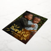 おもしろいの秋のホイル感謝祭フォトカード 箔シーズンカード (回転した状態)