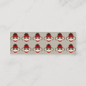 おもしろいの笑顔の赤い靴下サルの幸せな柄 スキニー名刺 (裏面)