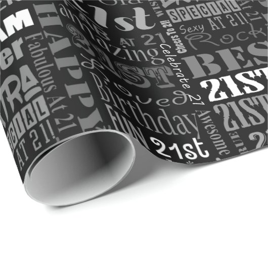 おもしろいの第21誕生会のパーソナライズなモノグラム ラッピングペーパー (ロールコーナー)