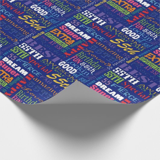 おもしろいの第55誕生会のパーソナライズなモノグラム ラッピングペーパー (角)