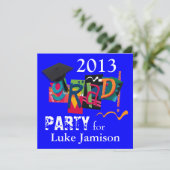 おもしろいの粋なモダンの2013年の卒業生のボーリングのパーティー|の青 招待状 (スタンド正面)