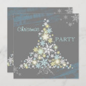 おもしろいの素晴しい雪片の木のクリスマス・パーティ 招待状 (正面/裏面)