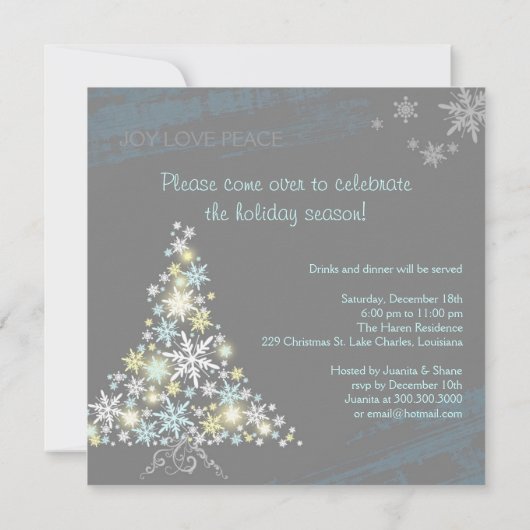 おもしろいの素晴しい雪片の木のクリスマス・パーティ 招待状 (裏面)