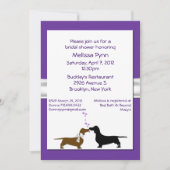 おもしろいの紫色のダックスフントのブライダルシャワーの招待状 招待状 (正面)