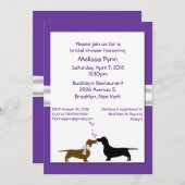 おもしろいの紫色のダックスフントのブライダルシャワーの招待状 招待状 (正面/裏面)