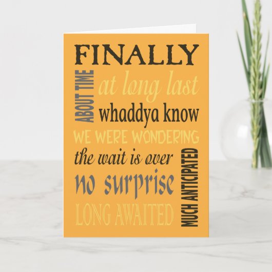 おもしろいの結婚カードが最後に時間について カード (正面)