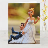 おもしろいの結婚グリーティングカード、消極的な新郎新婦 カード (黄色い花)