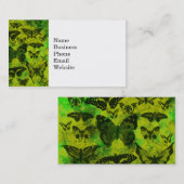 おもしろいの緑および黄色の蝶グランジなパターン 名刺 (正面/裏面)