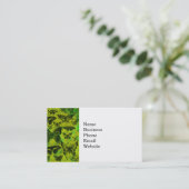 おもしろいの緑および黄色の蝶グランジなパターン 名刺 (スタンド正面)