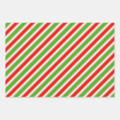おもしろいの緑、白、赤の色の色のパターストライプン ラッピングペーパーシート (正面3)