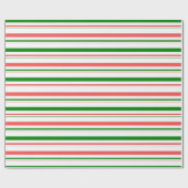 おもしろいの緑、白、赤ストライプの/線のパターン ラッピングペーパー (フラット)