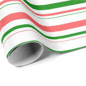 おもしろいの緑、白、赤ストライプの/線のパターン ラッピングペーパー (ロールコーナー)