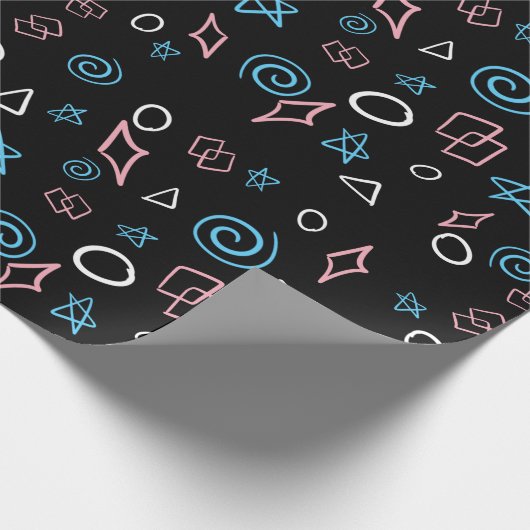 おもしろいの繰り返しパターンをトランスの旗の色に！ ラッピングペーパー (角)