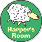 おもしろいの羊の漫画を描く子供用の寝室のドア シール (正面)