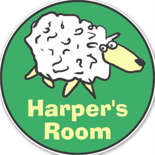 おもしろいの羊の漫画を描く子供用の寝室のドア シール (正面)