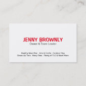 おもしろいの育児およびベビーシッターをする名刺 名刺 (裏面)