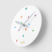 おもしろいの色が乱雑な時間パーソナライズされた名Kids ラウンド壁時計 (傾斜)