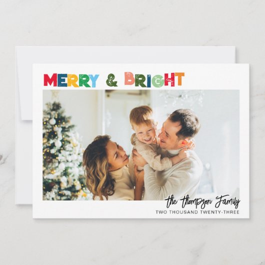 おもしろいの色メリーと明るいクリスマスの写真 シーズンカード (正面)