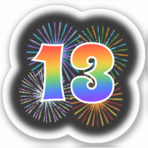 おもしろいの花火 + 虹パターン"13"イベント# シール