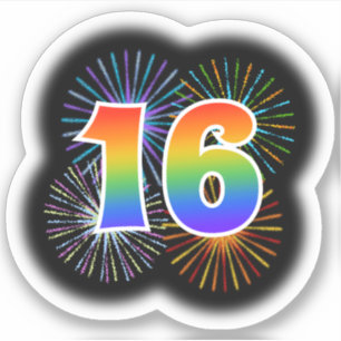 おもしろいの花火 + 虹パターン"16"イベント# シール