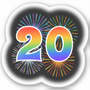おもしろいの花火 + 虹パターン"20"イベント# シール