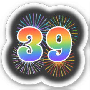 おもしろいの花火 + 虹パターン"39"イベント# シール