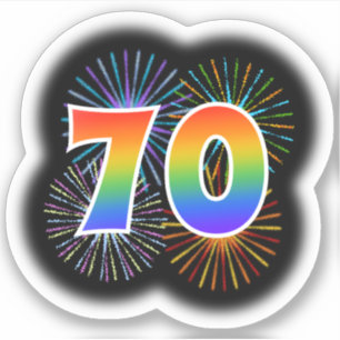 おもしろいの花火 + 虹パターン"70"イベント# シール