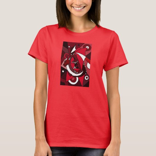 おもしろいの芸術的なドラゴンの抽象美術のデザインのワイシャツ Tシャツ (正面)