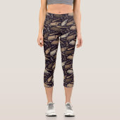 おもしろいの茶色のVapeパターン カプリレギンス (正面)