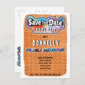 おもしろいの落書きの壁の家族会の保存日付 案内ポストカード (正面/裏面)