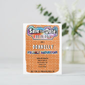 おもしろいの落書きの壁の家族会の保存日付 案内ポストカード (スタンド正面)