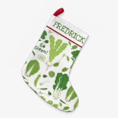 おもしろいの葉が多い緑の野菜|の健康でかわいい野菜 スモールクリスマスストッキング (正面 (吊り時))