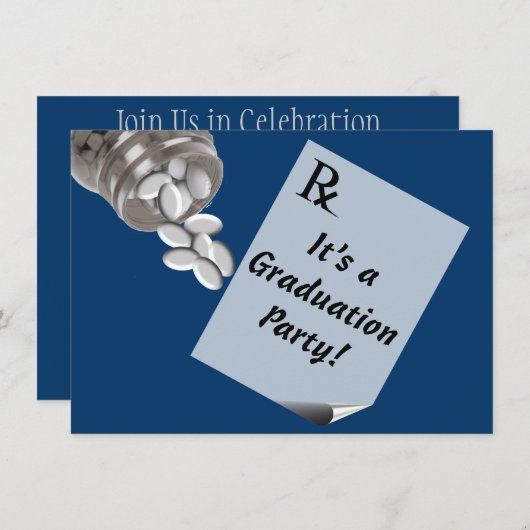 おもしろいの薬剤師の卒業のパーティの招待状 招待状 (正面/裏面)