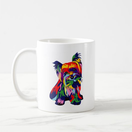 おもしろいの虹のヨークシャーテリア コーヒーマグカップ (左)