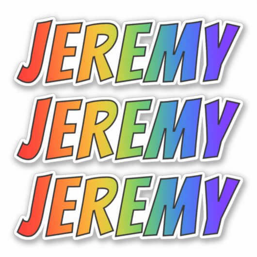 おもしろいの虹の着色の名"ジェレミー" シール (正面)