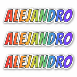 おもしろいの虹の着色の名"ALEJANDRO" シール