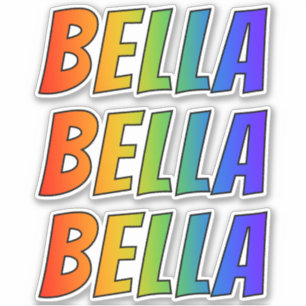 おもしろいの虹の着色の名"BELLA" シール